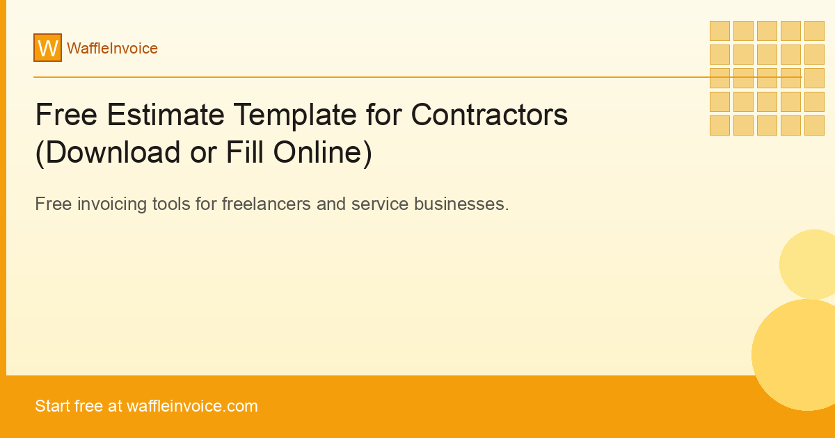 Free Estimate Template for Contractors (Download or Fill Online)