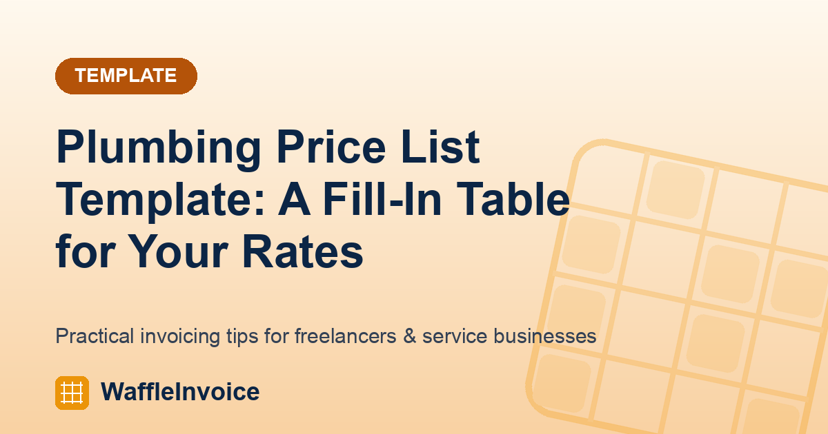Plumbing Price List Template: A Fill-In Table for Your Rates